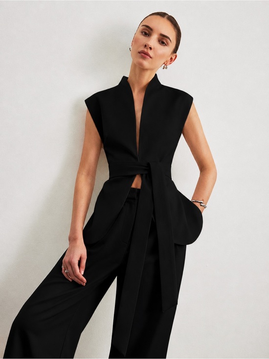 Commense Tops - Commense Belted Peplum Top